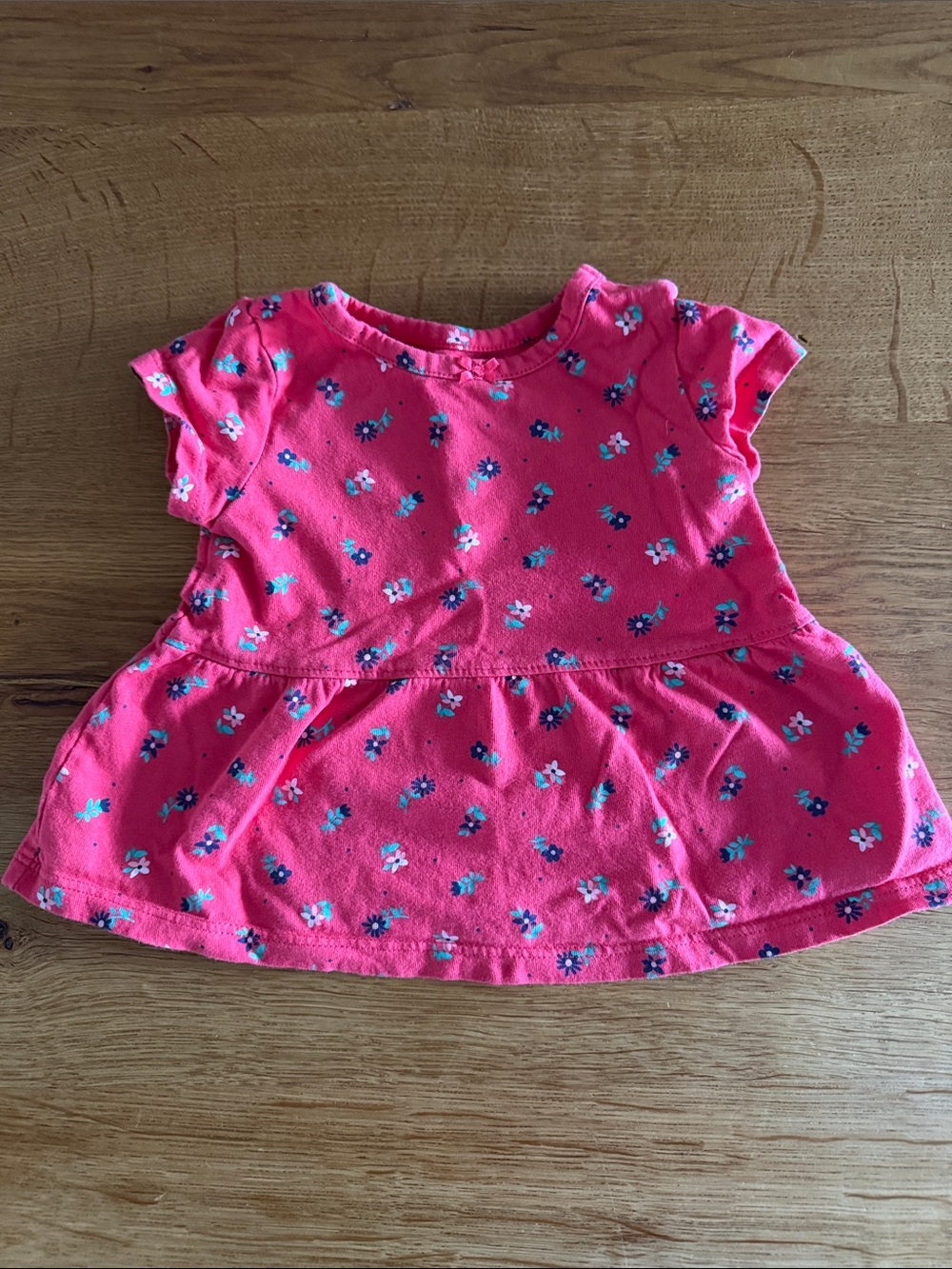 Carter's Bright Pink Floral Ruffle Neck Top